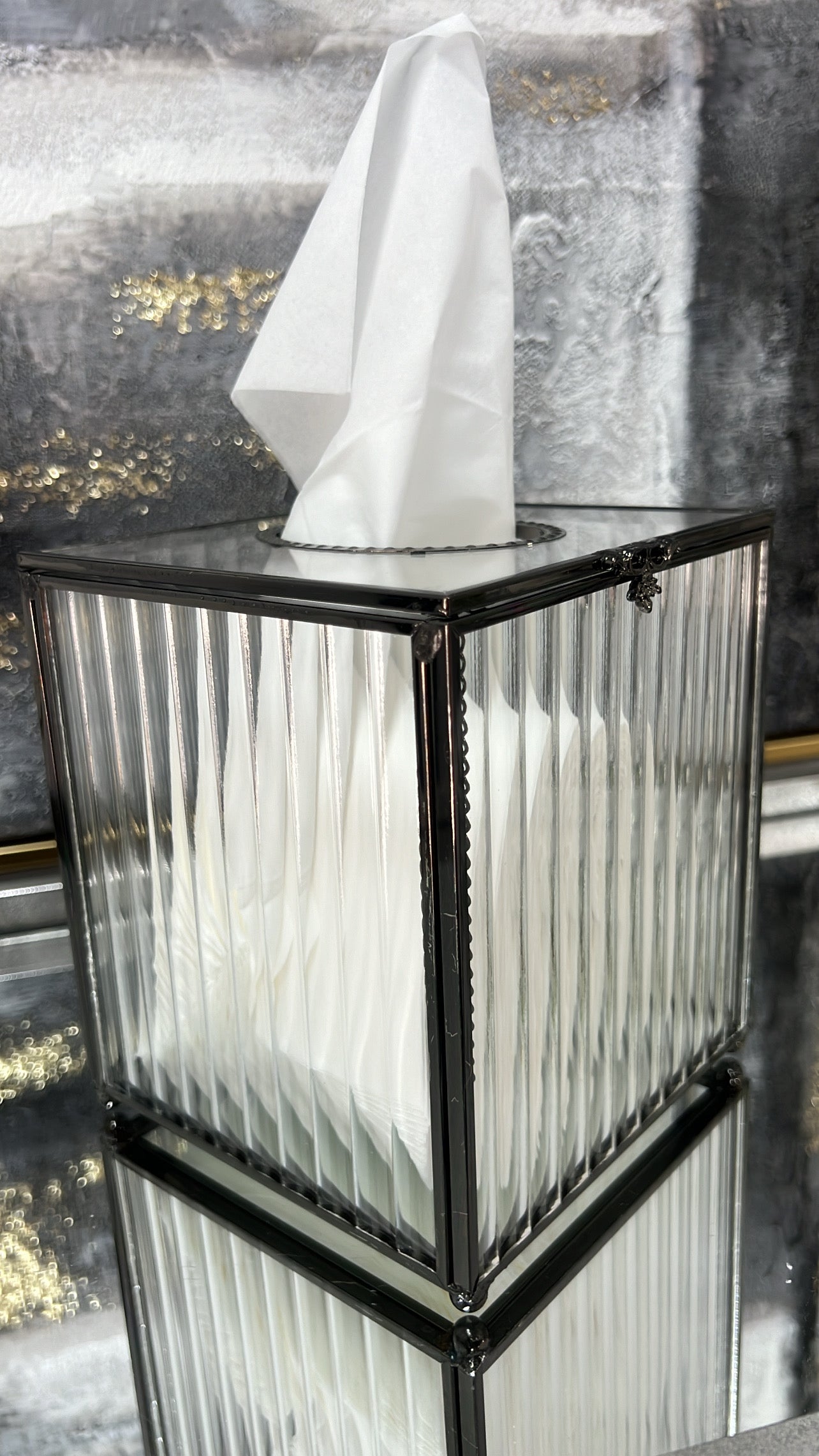 Porcha square black tissue box - Luscious Homewares