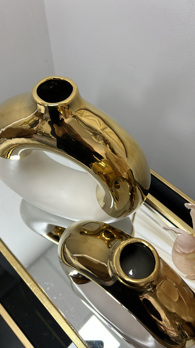 White and gold round vase - Luscious Homewares