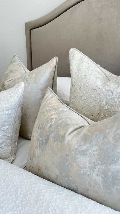 Nuvola cream and duck egg cushion - Luscious Homewares