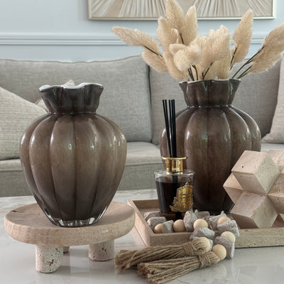 Fontana smoked taupe Glass vase