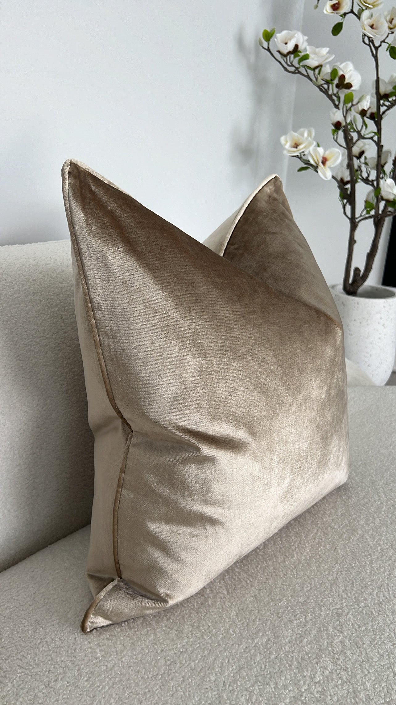 De-luxe latte velvet cushion - Luscious Homewares