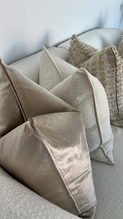 De-luxe latte velvet cushion - Luscious Homewares