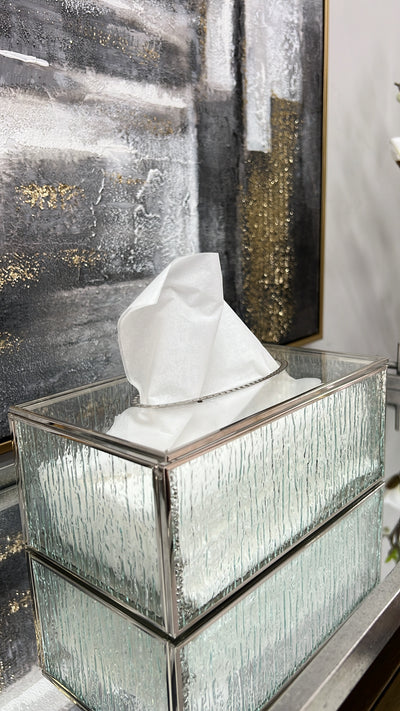 Waterfall silver tissue box - Luscious Homewares