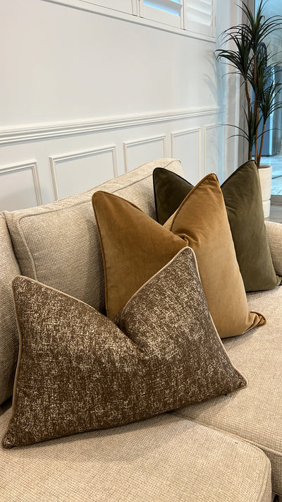 Forest green silk velvet cushion - Luscious Homewares