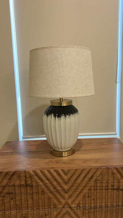 Ezra ceramic table Lamp linen shade - Luscious Homewares