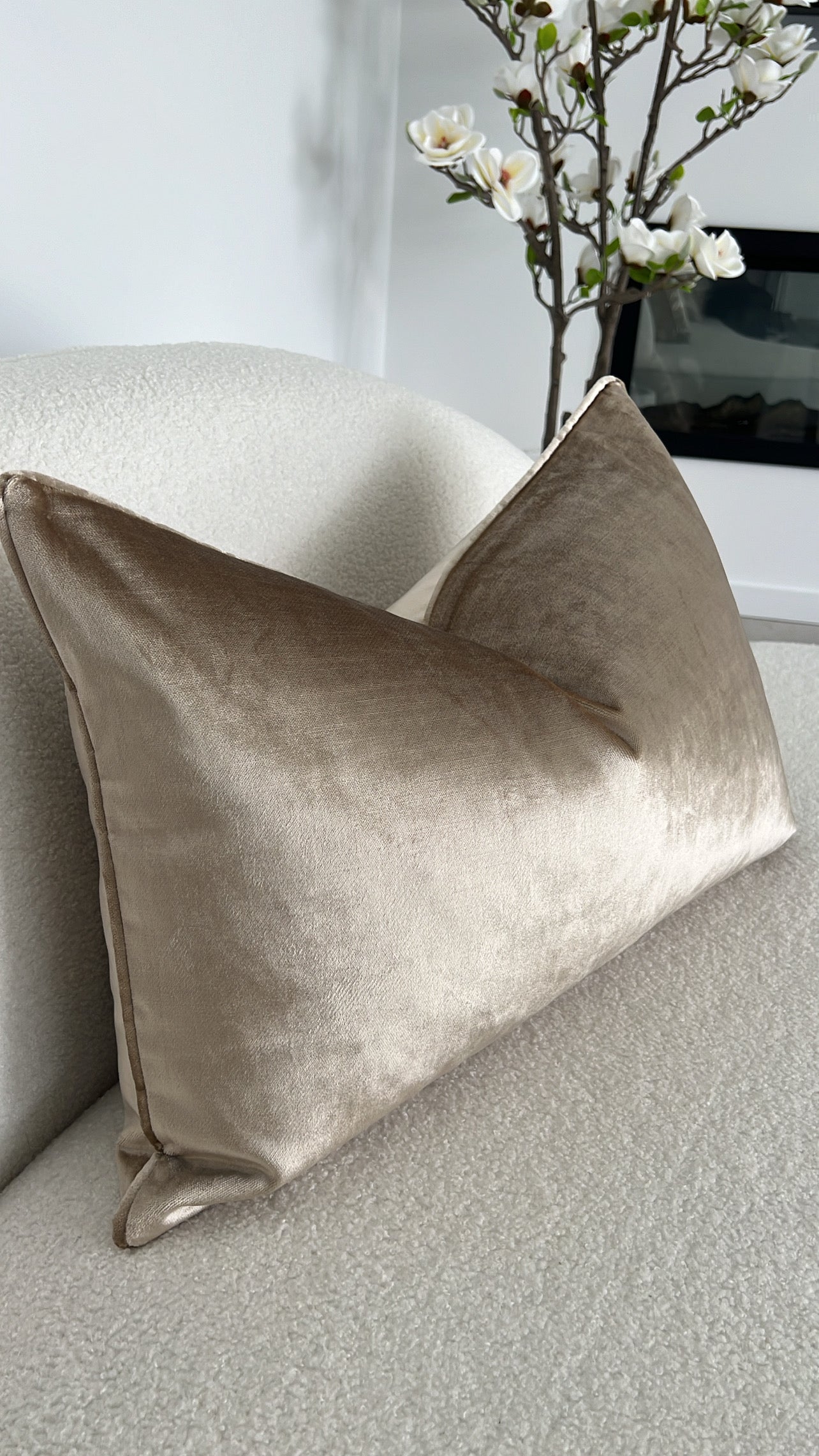 De-luxe latte velvet cushion - Luscious Homewares