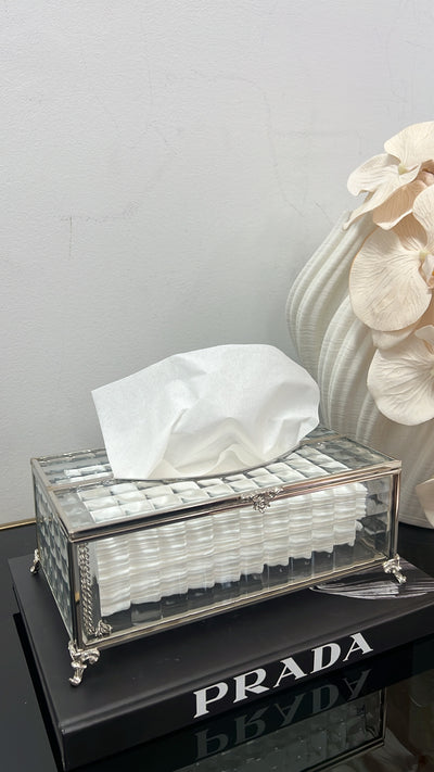 Porcha silver tissue box - Luscious Homewares