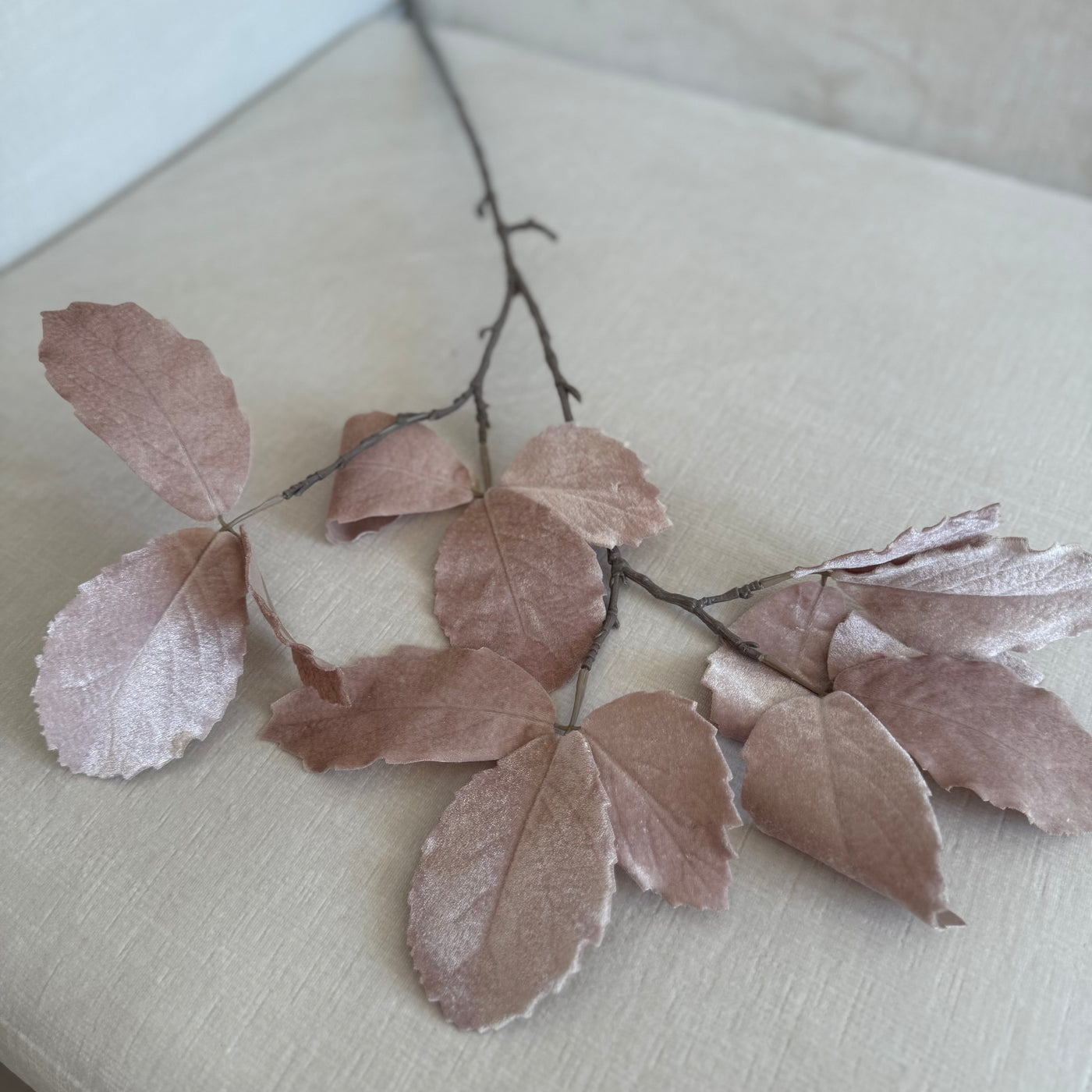Velvet touch chestnut leaf artificial stem
