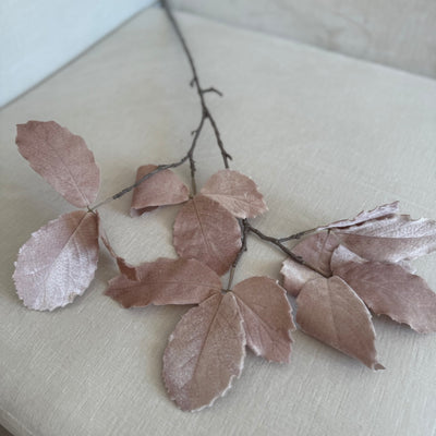 Velvet touch chestnut leaf artificial stem