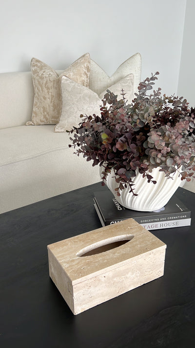 Travertine stone tissue box - Luscious Homewares