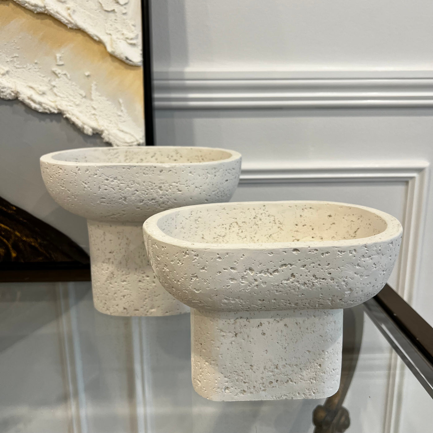 Vessel white Stone decorative bowl
