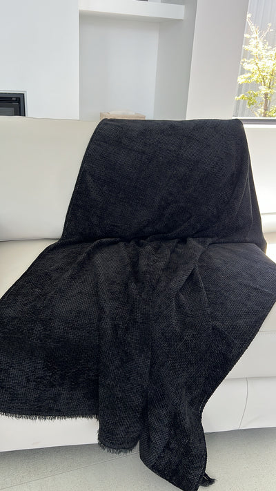 Natural black braided Throw - Luscious Homewares
