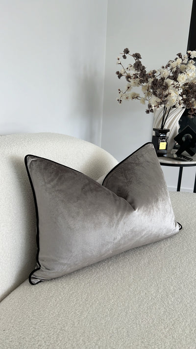 Hilton silver /black trim cushion - Luscious Homewares