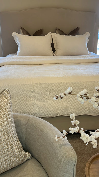 Harmony ivory Coverlet queen / king - Luscious Homewares