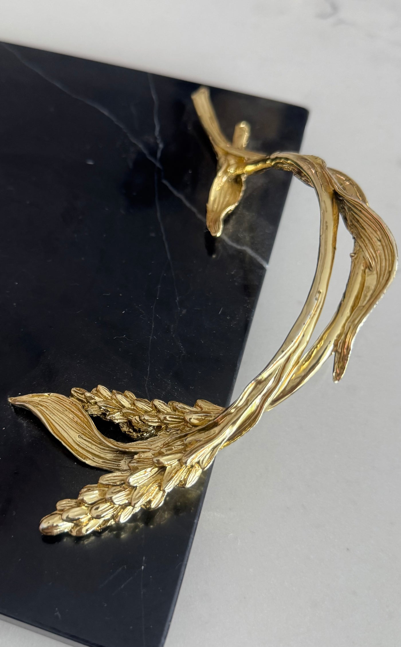 Claudette Black Marble Gold handle tray