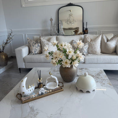 Ramadan gold and white display moon ornament