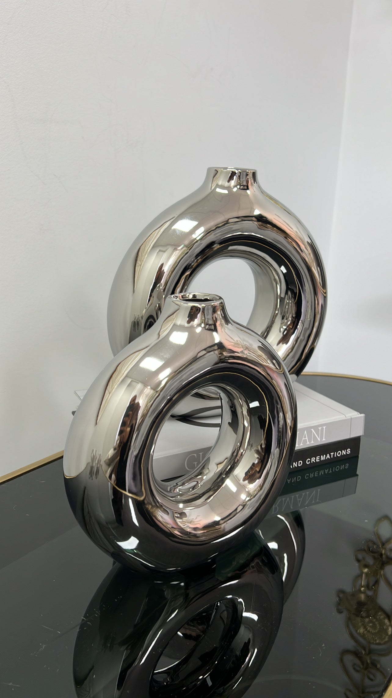 Silver round vase - Luscious Homewares