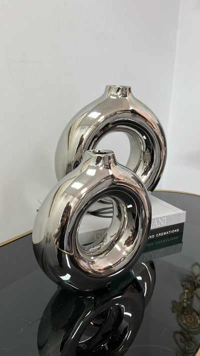 Silver round vase - Luscious Homewares
