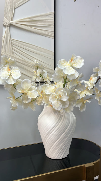 Pleated white ceramic vase - Luscious Homewares