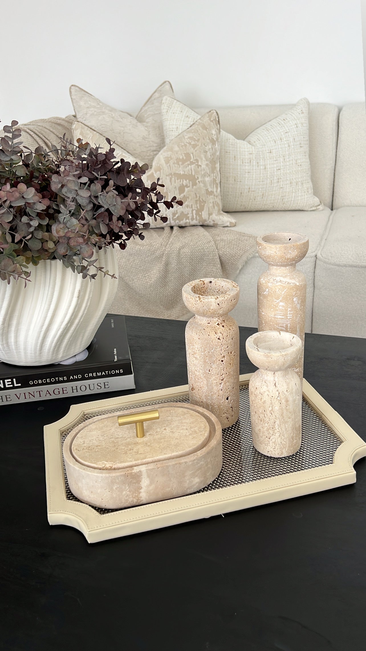 Travertine stone Candle Holder - Luscious Homewares
