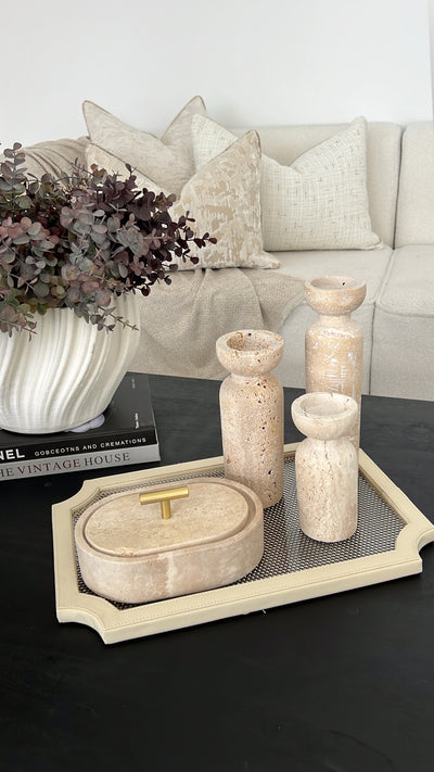 Travertine stone Candle Holder - Luscious Homewares
