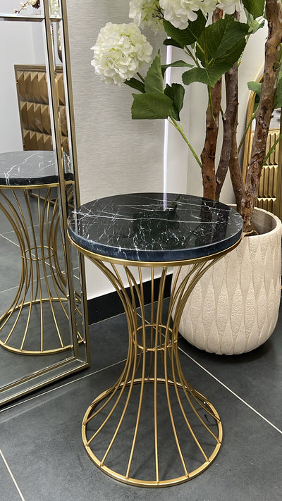 Marble black gold round side table - Luscious Homewares