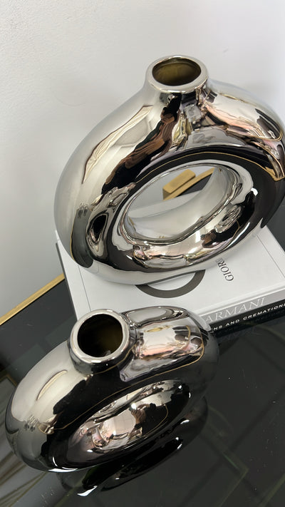Silver round vase - Luscious Homewares