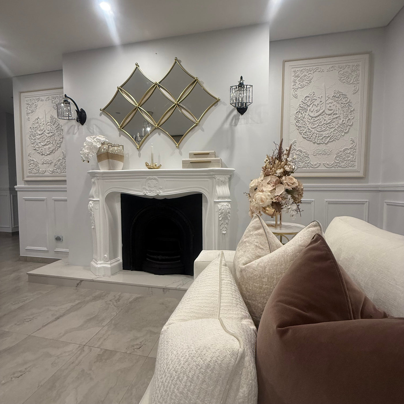 Diamond shaped wall mirror