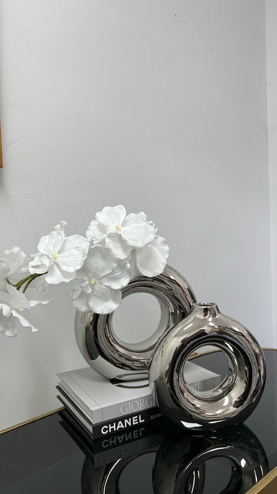 Silver round vase - Luscious Homewares