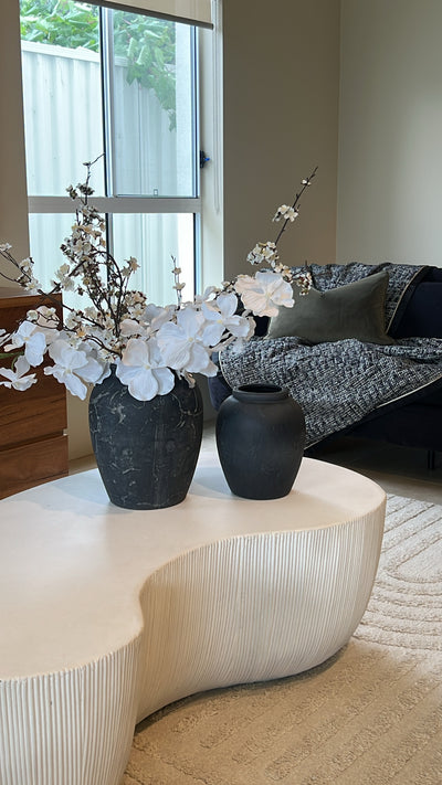 Heritage black charcoal stone vase - Luscious Homewares