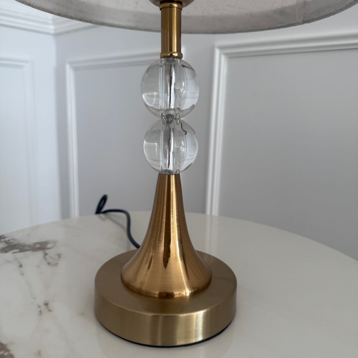 Mila Crystal gold table Lamp linen shade