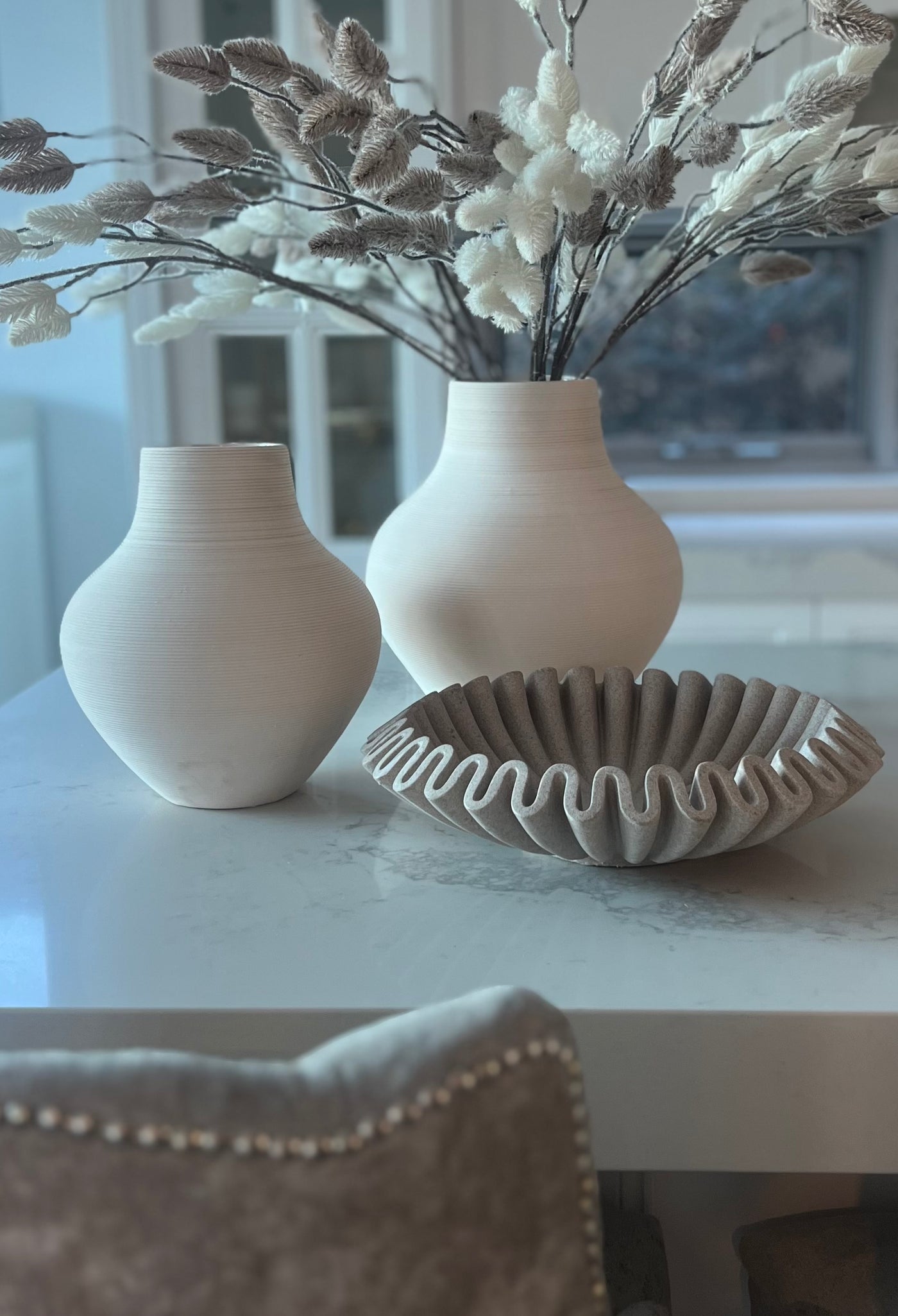Nia Textured handmade beige vase - Luscious Homewares