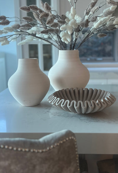 Nia Textured handmade beige vase - Luscious Homewares