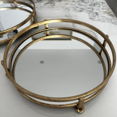 Dina round Gold mirror tray