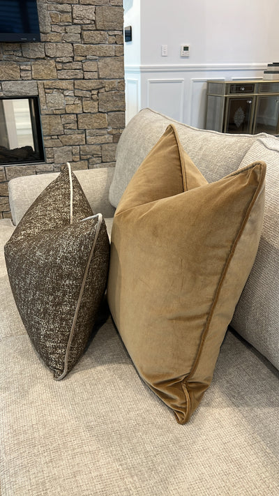 Mustard silk velvet cushion
