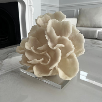 coral quartz sculpture stand