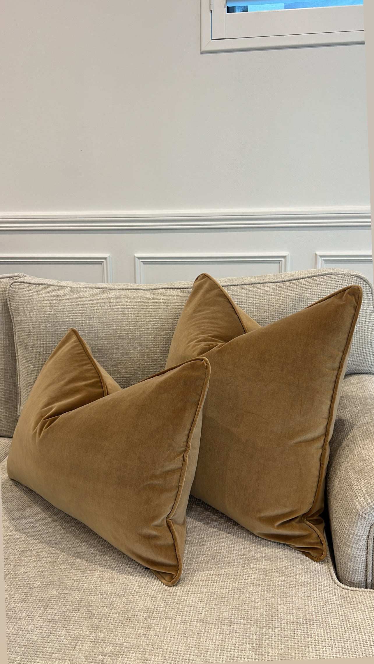 Mustard silk velvet cushion