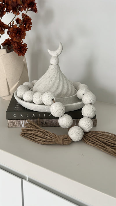 Moroccan stone ring dish + dome - Luscious Homewares