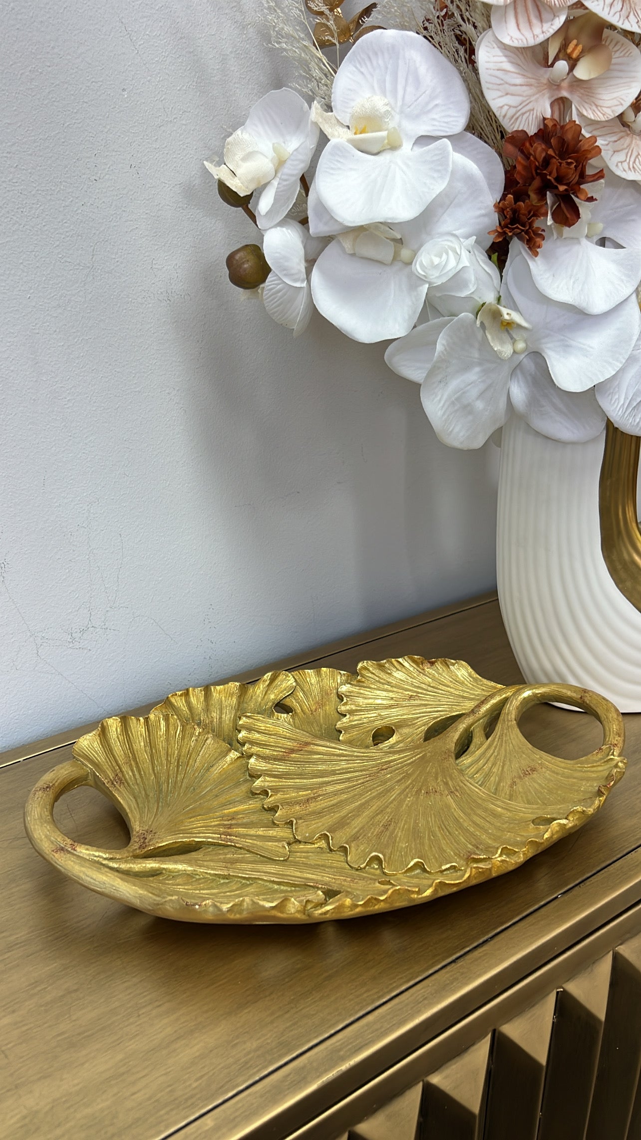 Ginkgo gold decorative platter / tray - Luscious Homewares