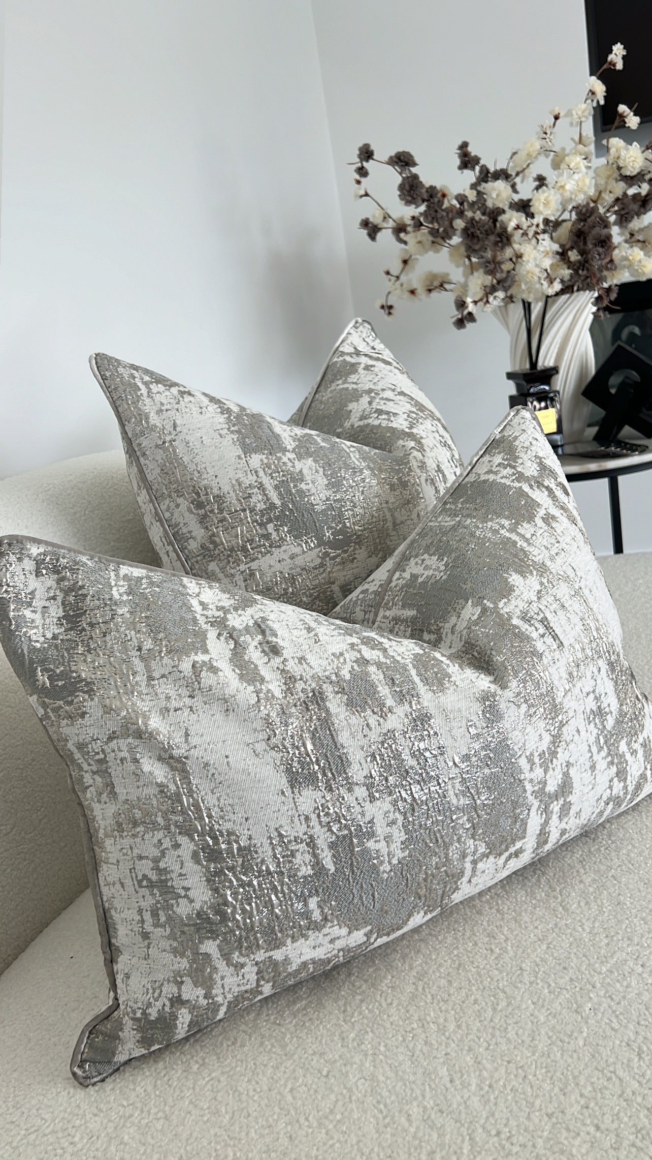 Cirrus silver cushion - Luscious Homewares