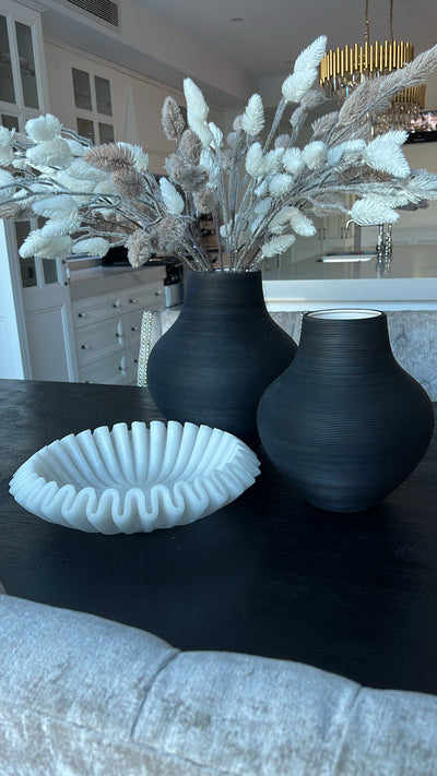 Nia Textured handmade Black vase - Luscious Homewares