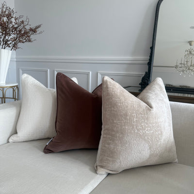 Brown cotton velvet cushion