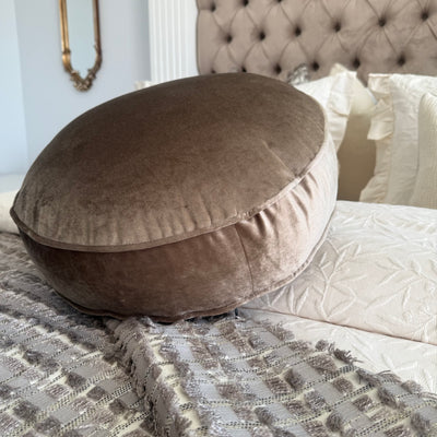 Dark champagne round cushion 50cm diameter