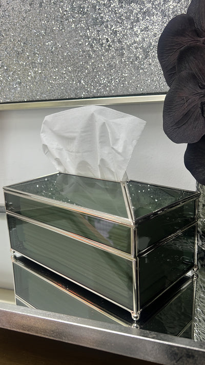 Mercury smoked silver tissue box - Luscious Homewares
