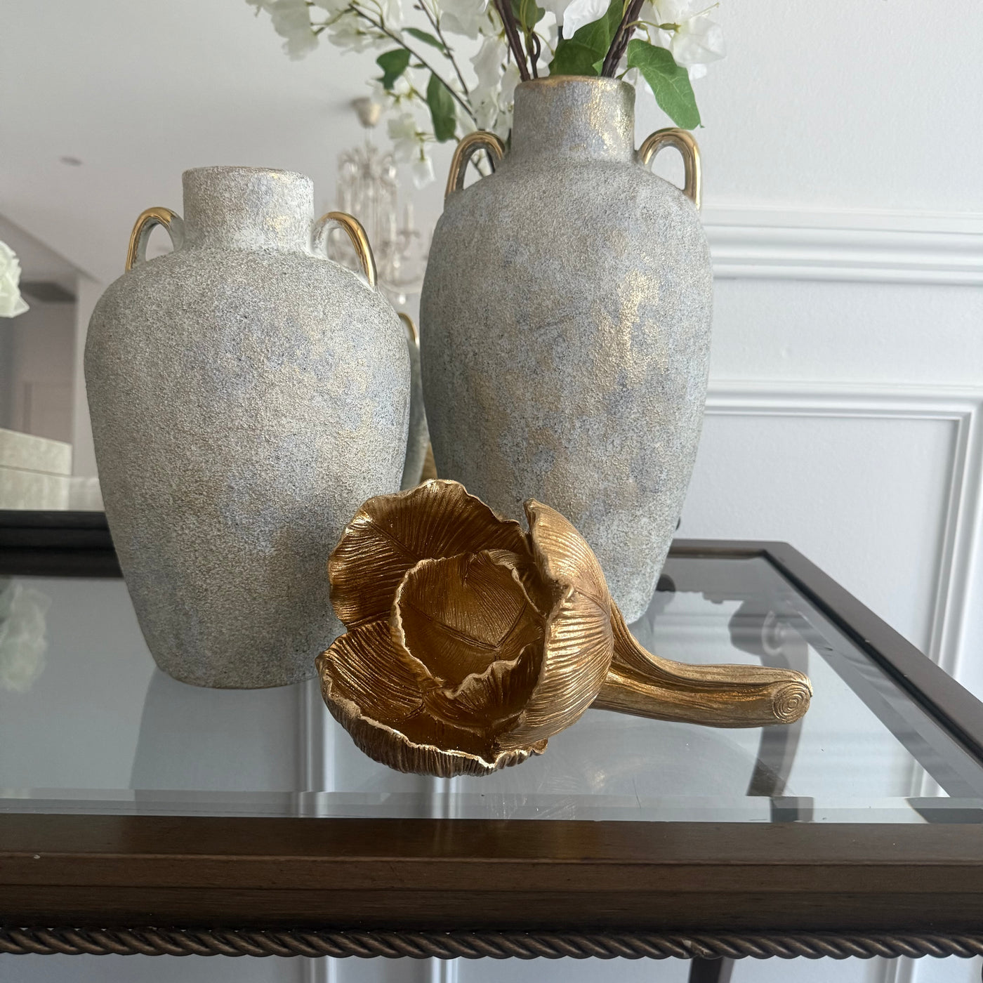 Magnolia bloom gold figurine flower - Luscious Homewares