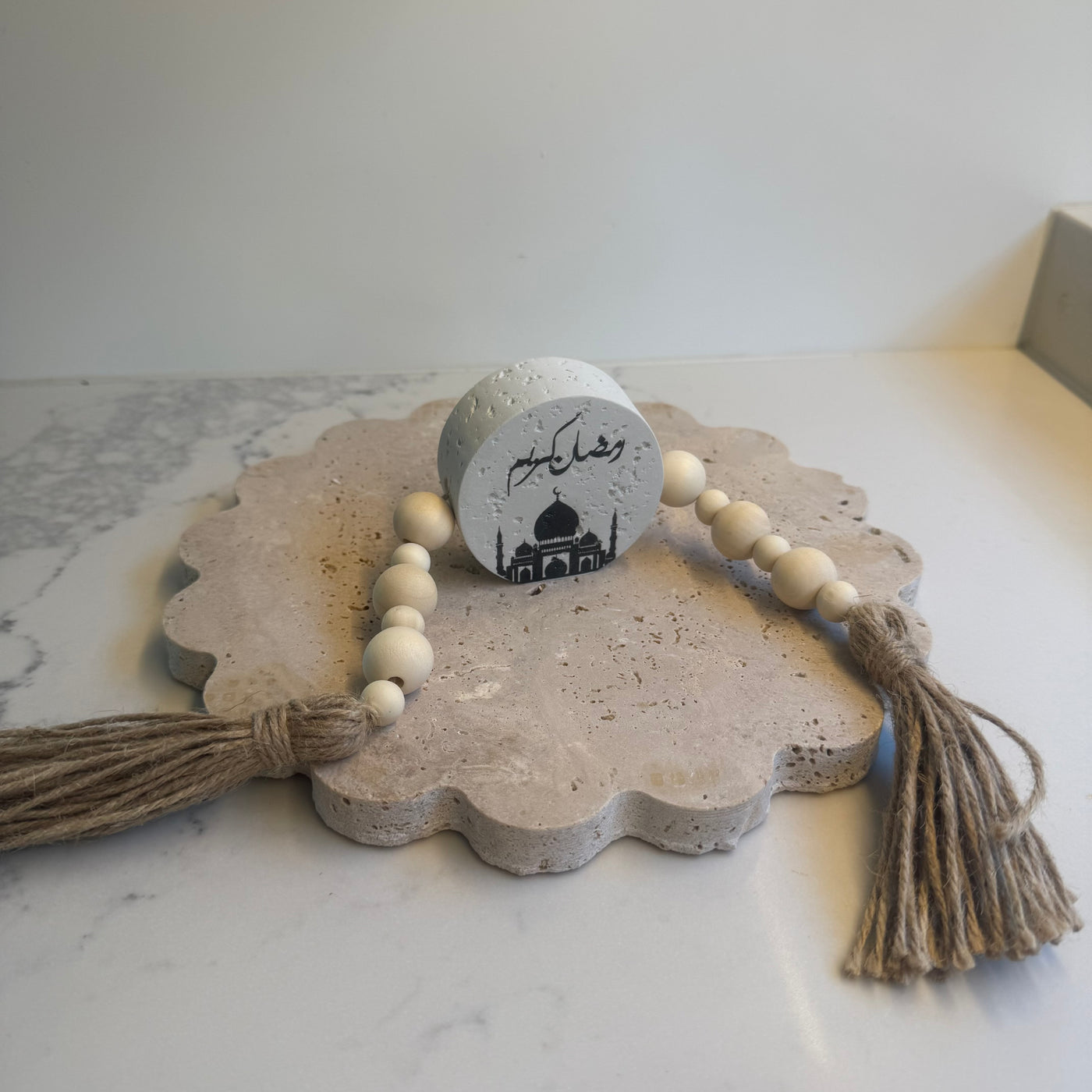 Stone Garland Ramadan Kareem wooden decorative bead with tassel