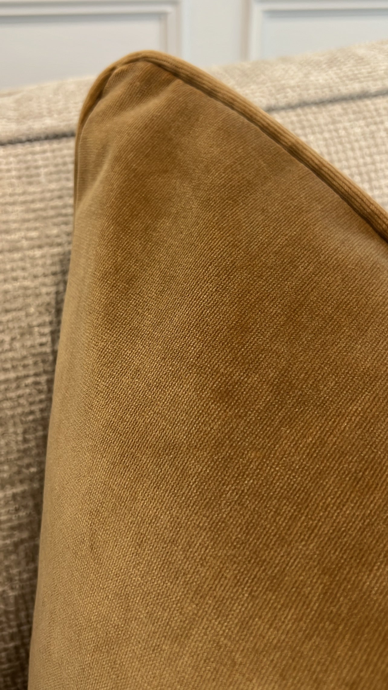 Mustard silk velvet cushion