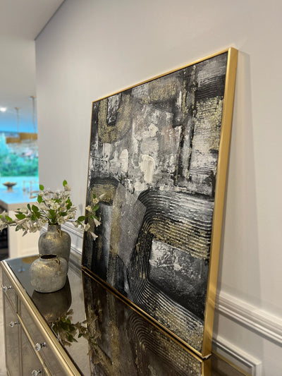 Gold and black abstract frame wall art