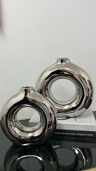 Silver round vase - Luscious Homewares