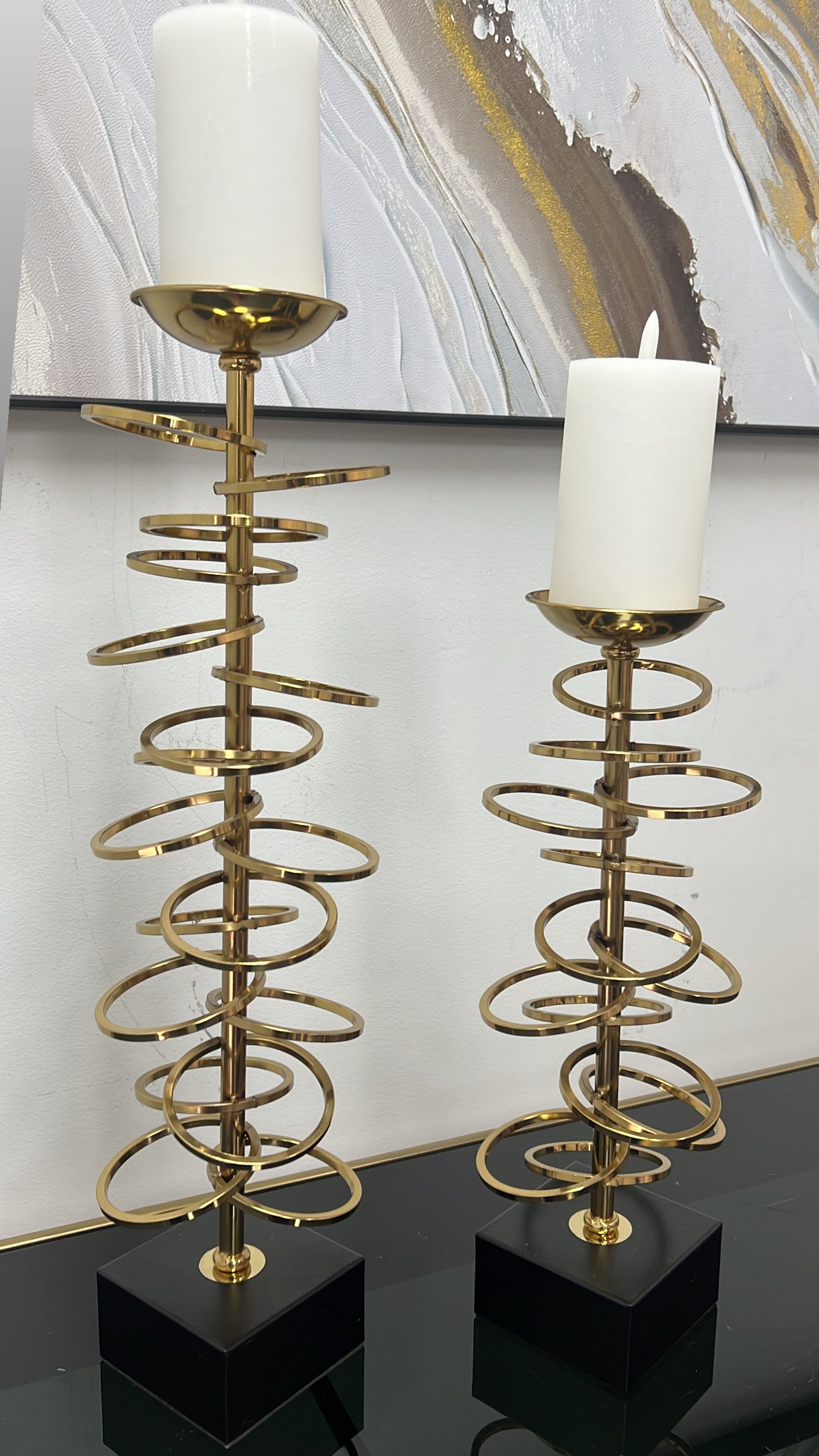 Cosmic Black and gold candle holders - Luscious Homewares